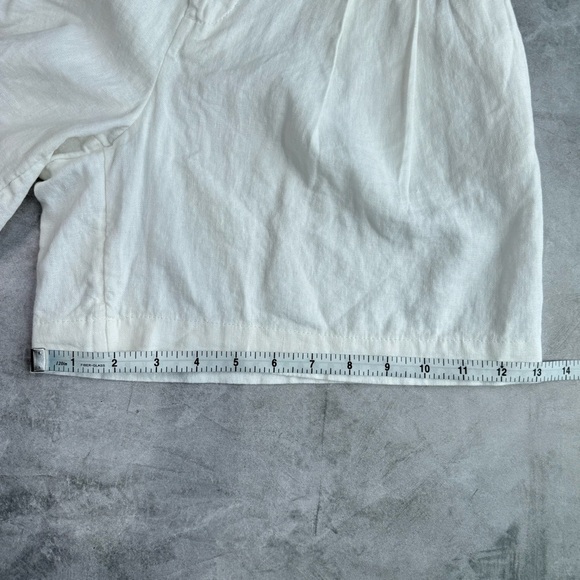 A NEW DAY Tailored Linen Blend Short 2 White High Rise Pleated Summer Neutral - Picture 10 of 12